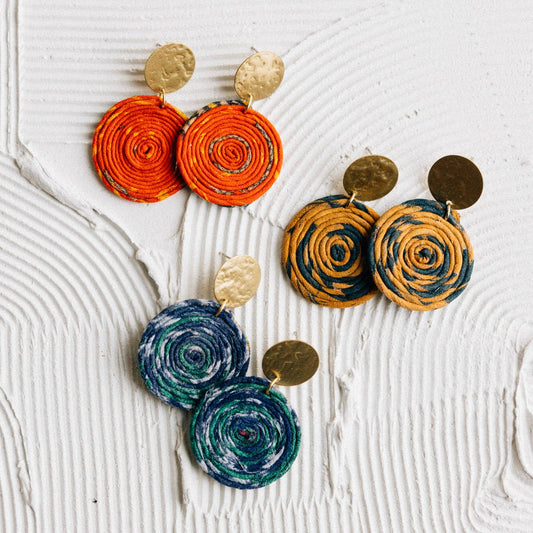 Jia Recycled Sari Dangle Earrings