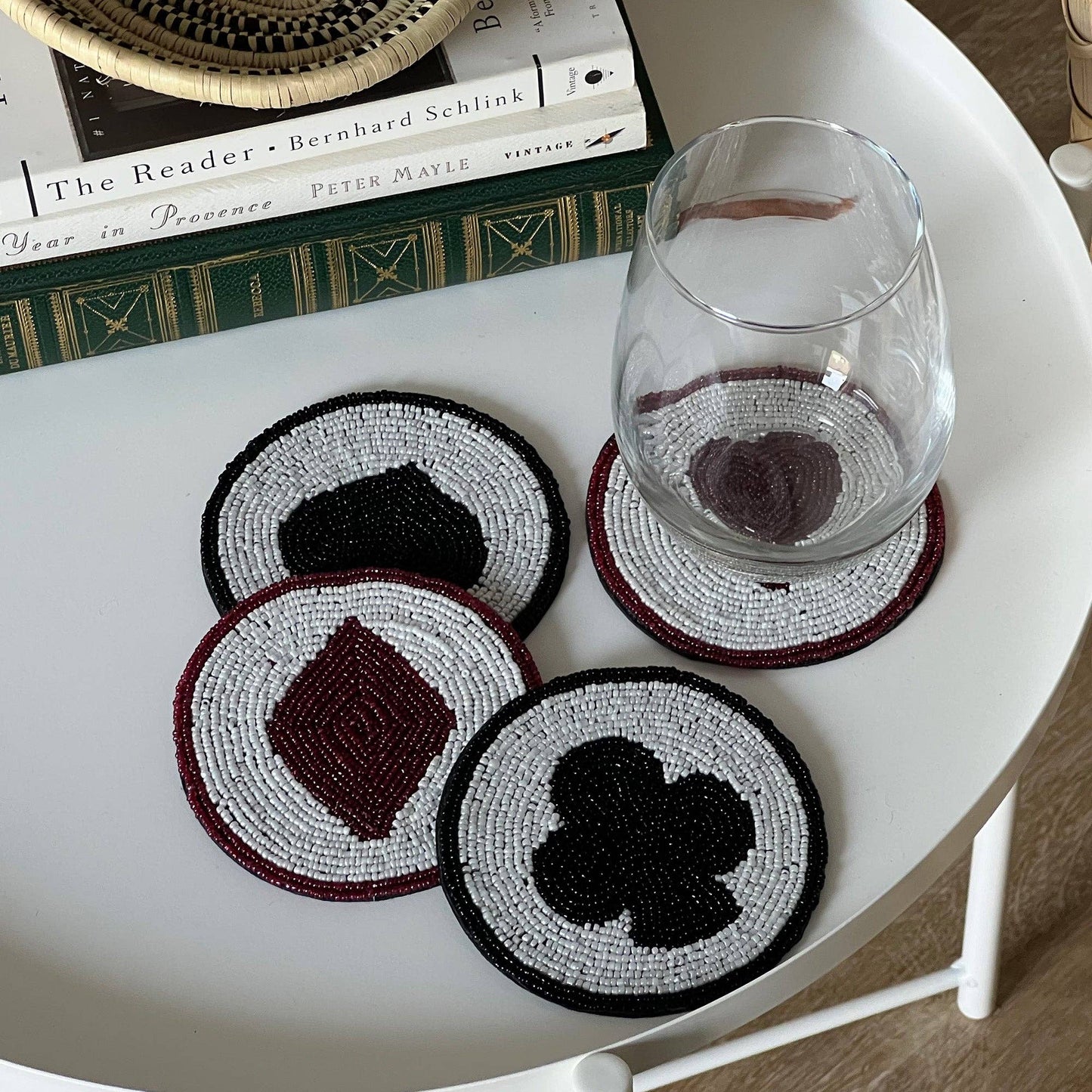 Card Suits Glass Beaded Coasters - Set of 4