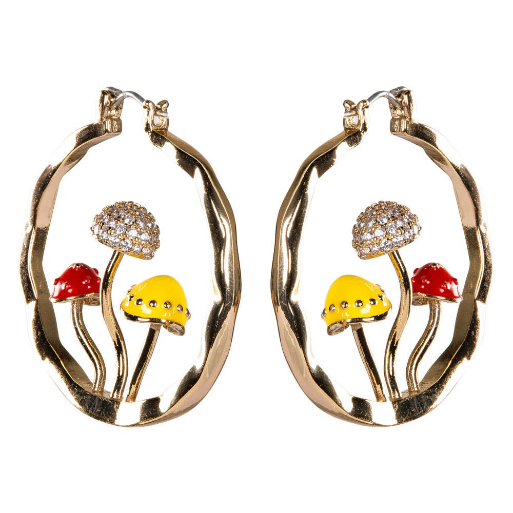 Gold Mushroom Earrings
