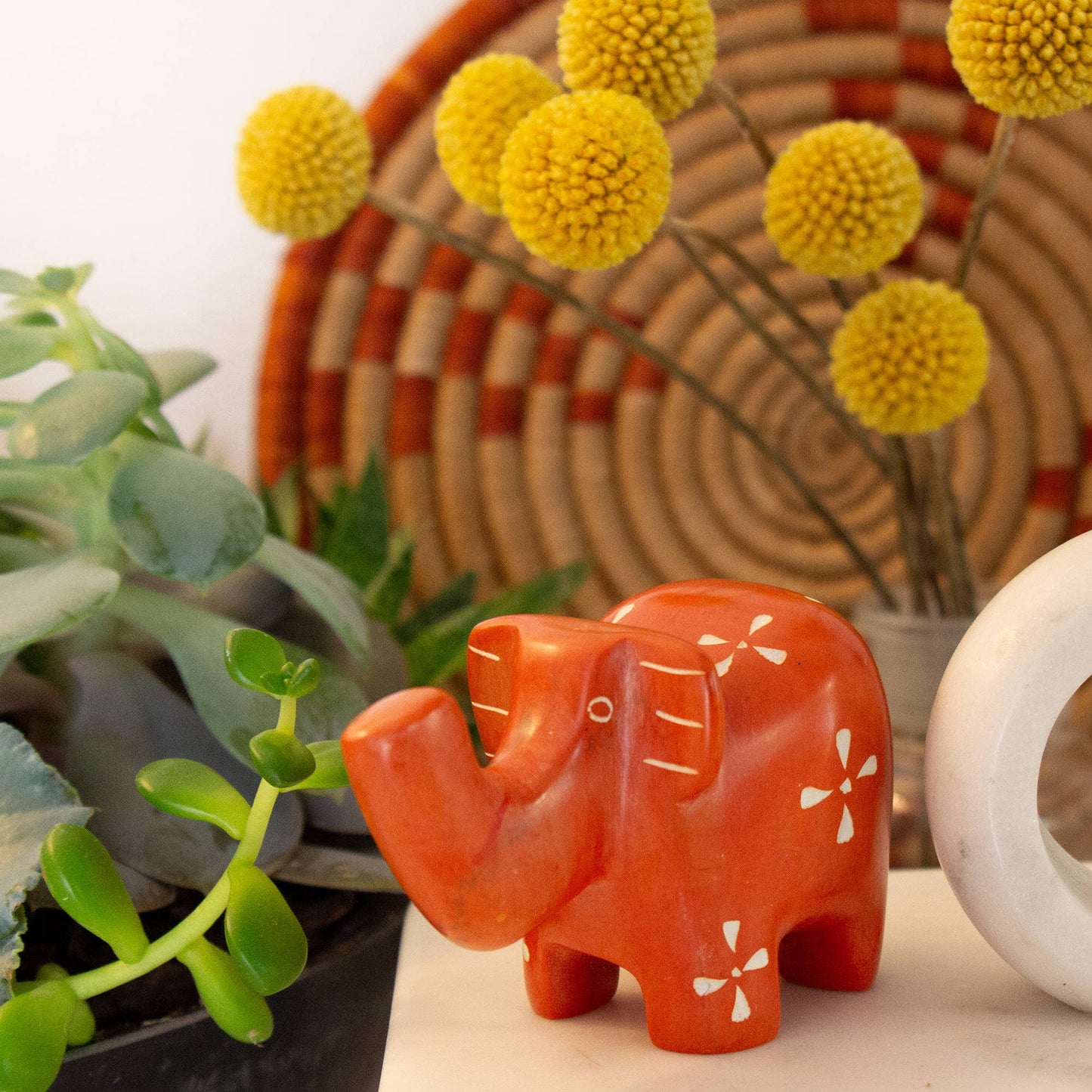 Orange Soapstone Elephant