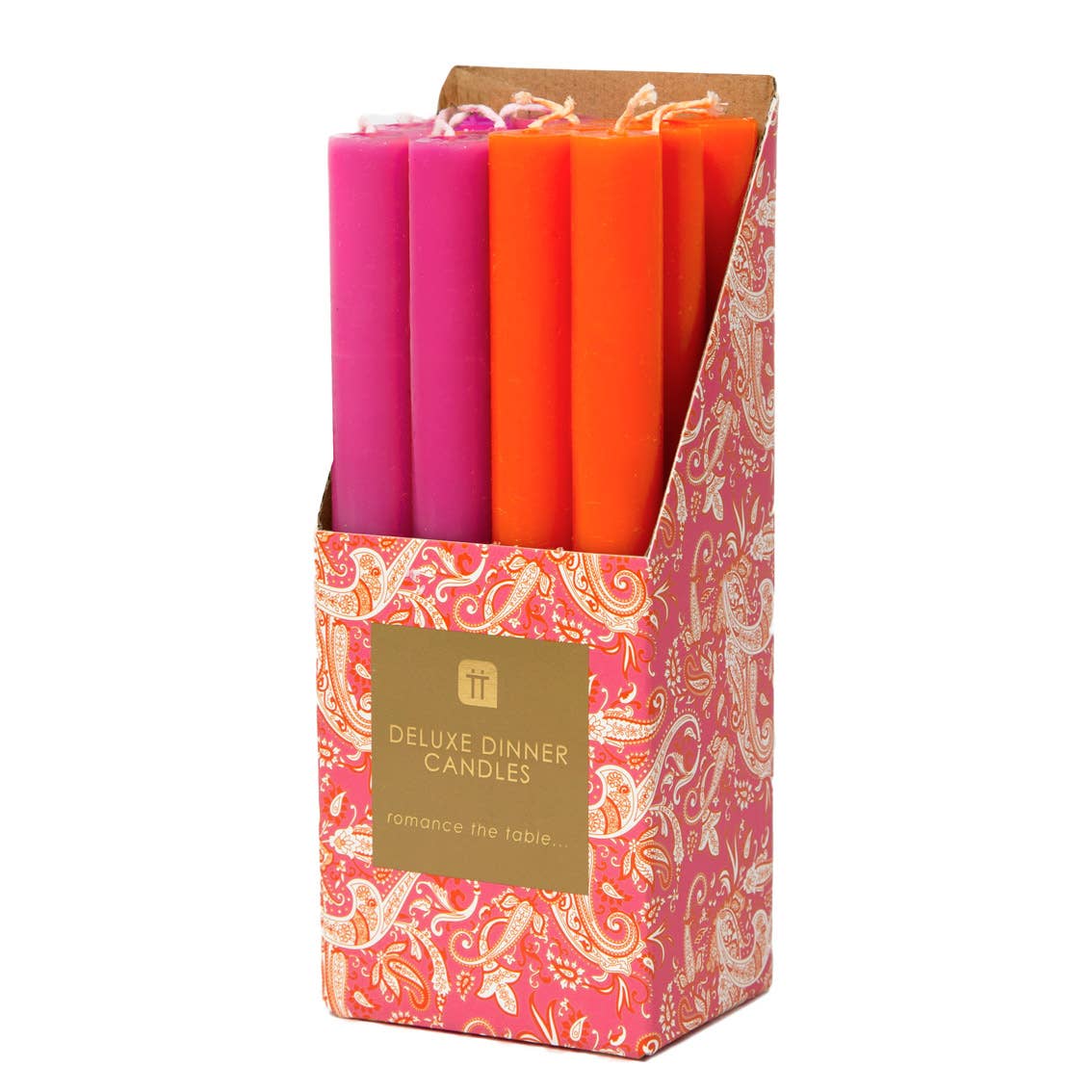 Inner Orange and Pink Dinner Candles - Home Décor