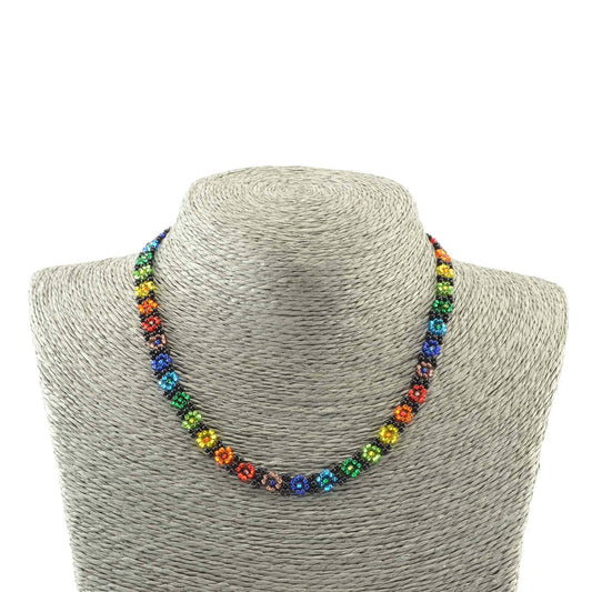 Rainbow Flower Necklace: Rainbow Black