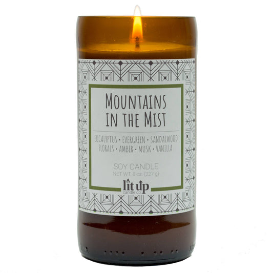 Mountains in the Mist 8 oz. soy candles in beer bottles