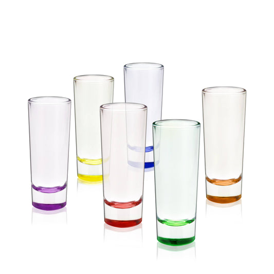 Shooter Multi-Colored Glass Shot Glasses 2 oz - Set of 6