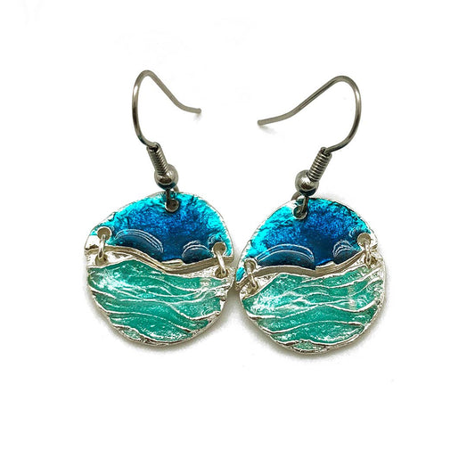 Wavy Circle Pewter Earrings