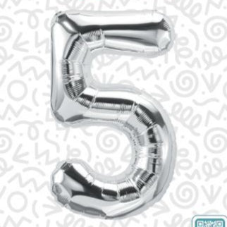 34" Silver Number 5 Foil Balloon (D)