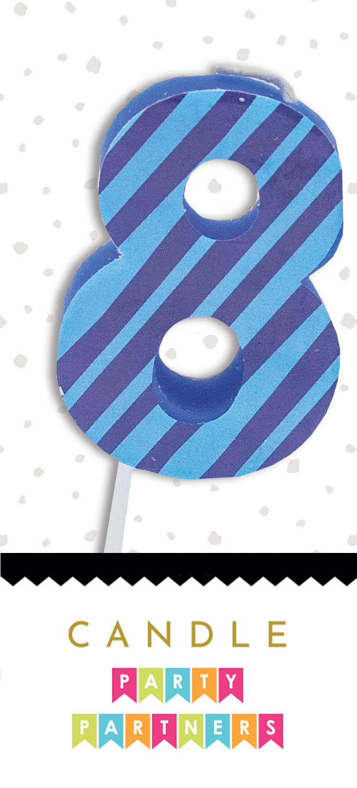 Number 8 Colorful Decal Candle