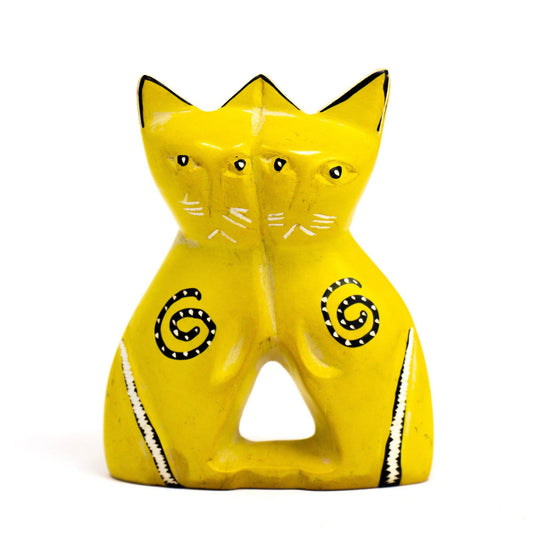 Yellow Soapstone Lovey Cats