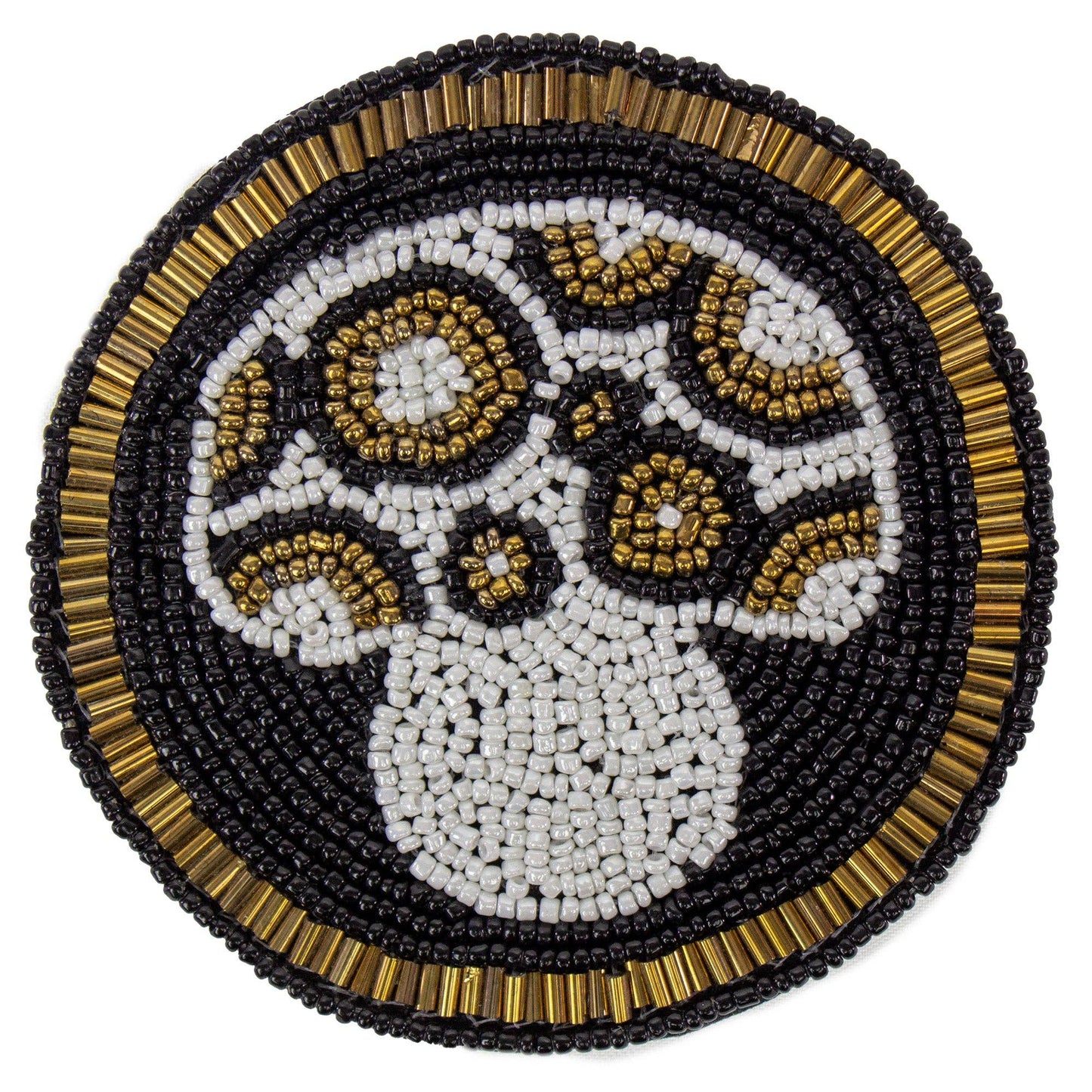 Black Mushroom Glass Beaded Coasters - Set of 4