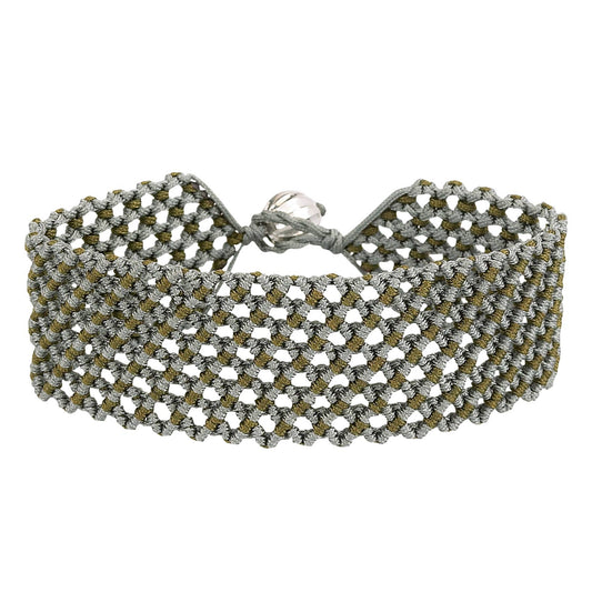 Bracelet with a woven pattern on a white background