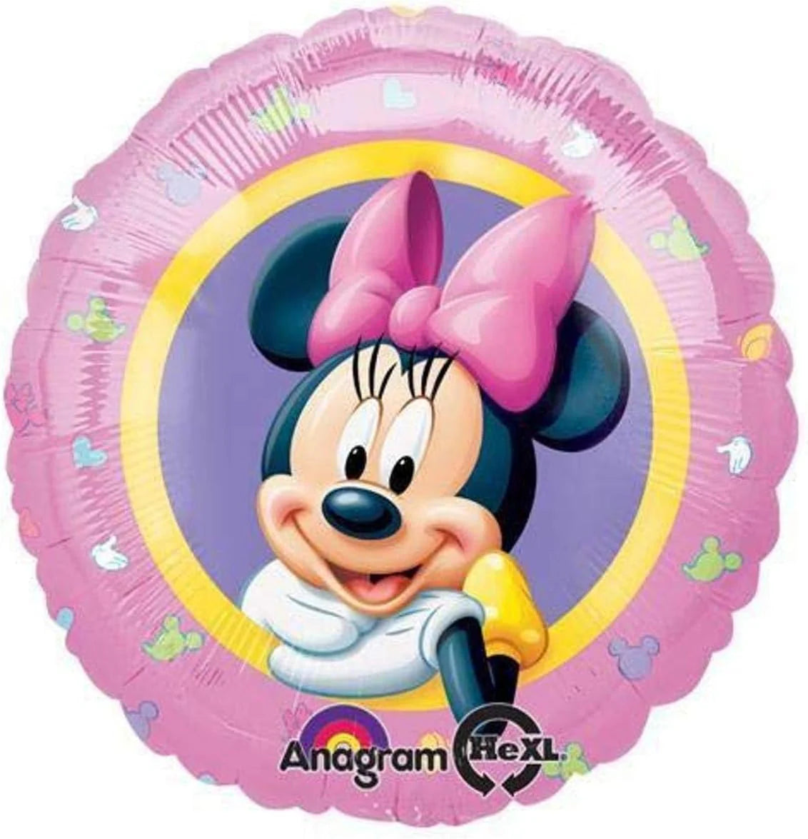 Minnie Mouse on a pink foil balloon on a white background