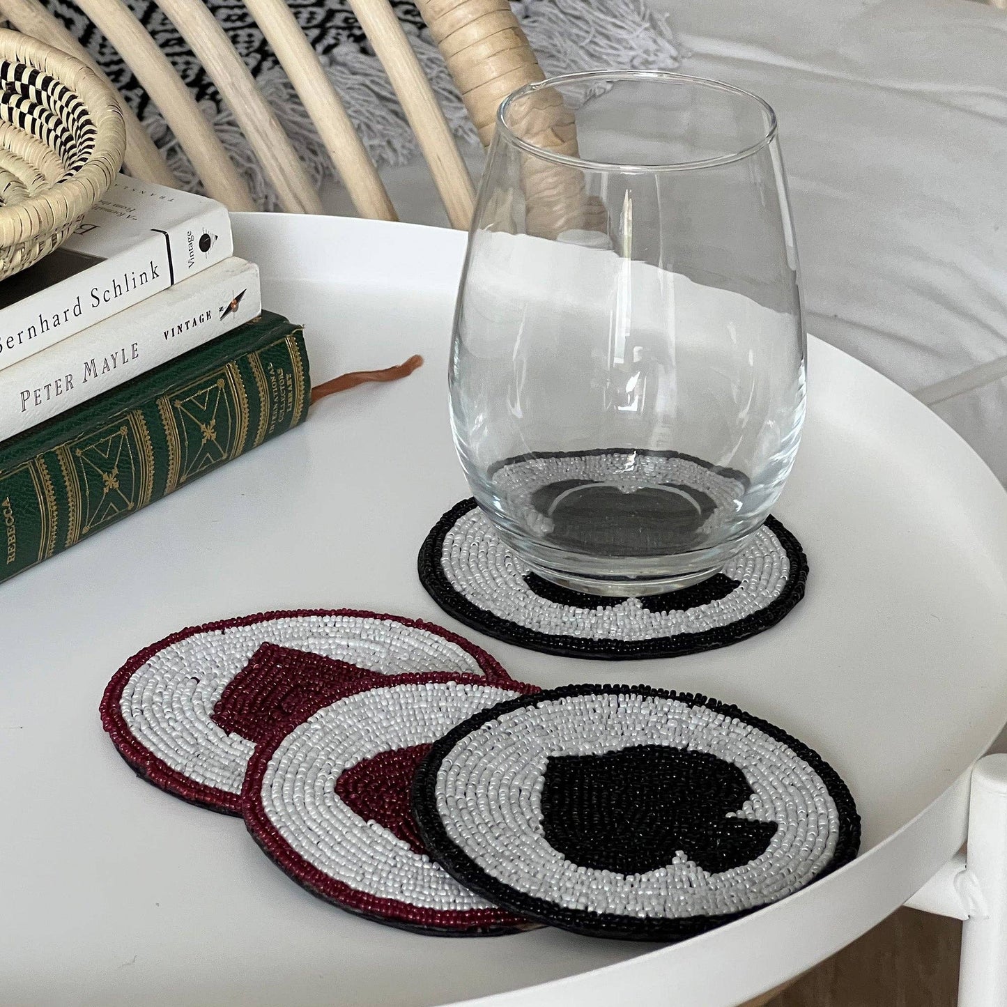 Card Suits Glass Beaded Coasters - Set of 4