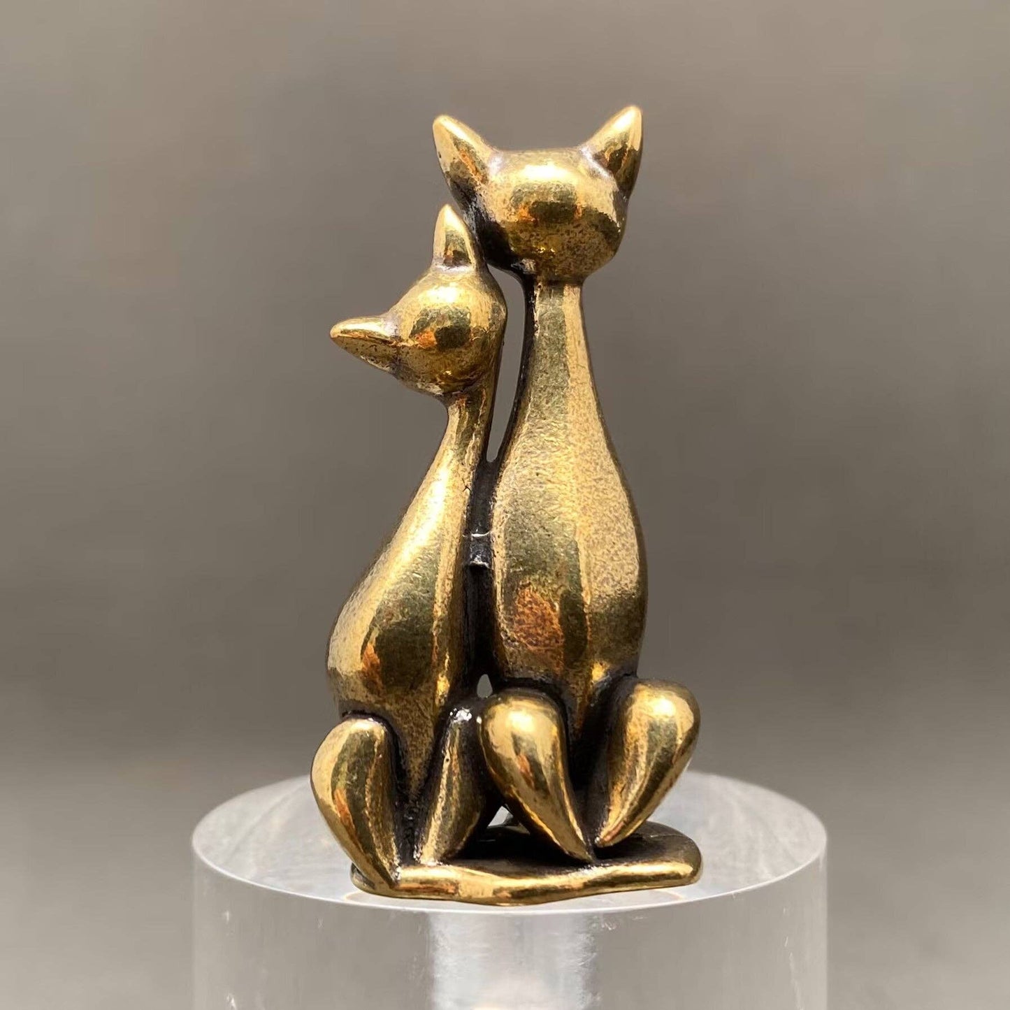 Brass Couple Cats Figurine