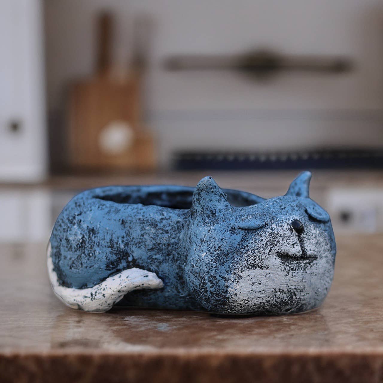 Blue Sleeping Cat Blobhouse Planter