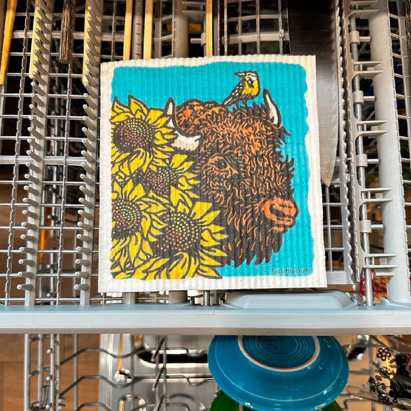 Highland Cow Swedish Dishcloth