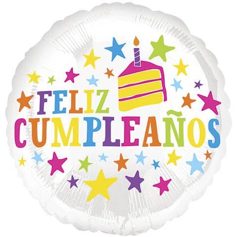 18" Feliz Cumpleanos Stars Mylar Balloon