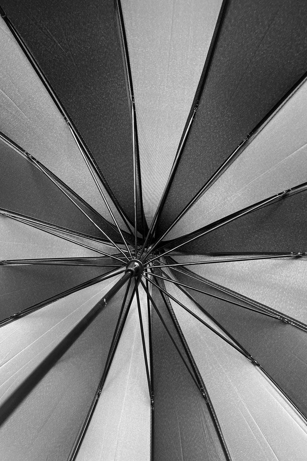 Batwing Pagoda Umbrella - Black & Gray Striped