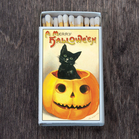 Halloween Black Cat & Pumpkin Matchbox