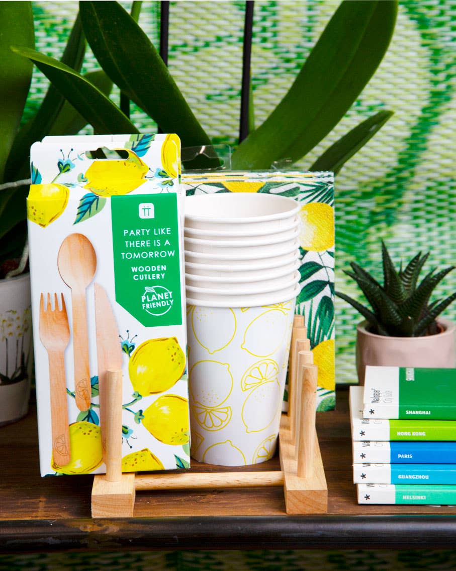 Recyclable Lemon Paper Cups - 8 Pack