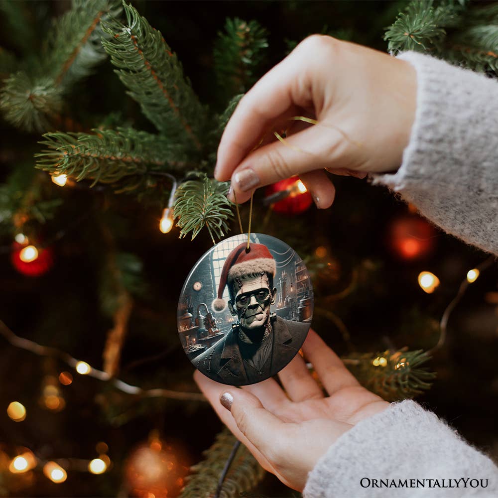 Frankenstein with Santa Hat Ornament