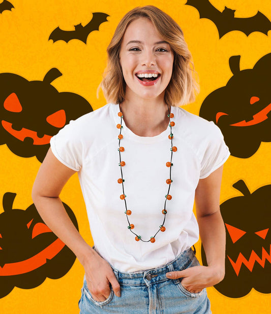 Lotsa Light Pumpkin Halloween Necklace