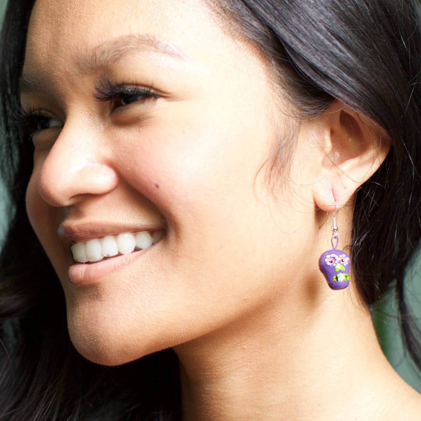 Skeleton Sugar Skull Ceramic Earrings