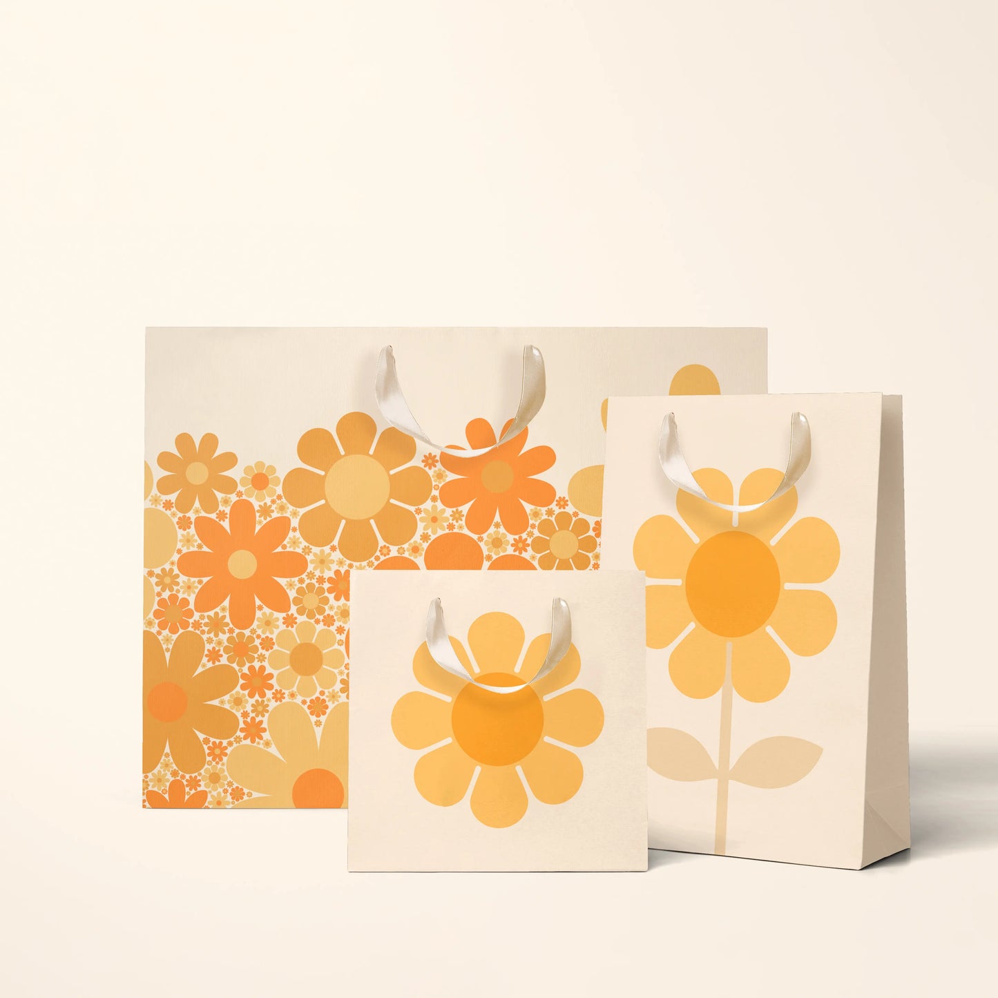 Retro Flower Gift Bag | Marigold: Large