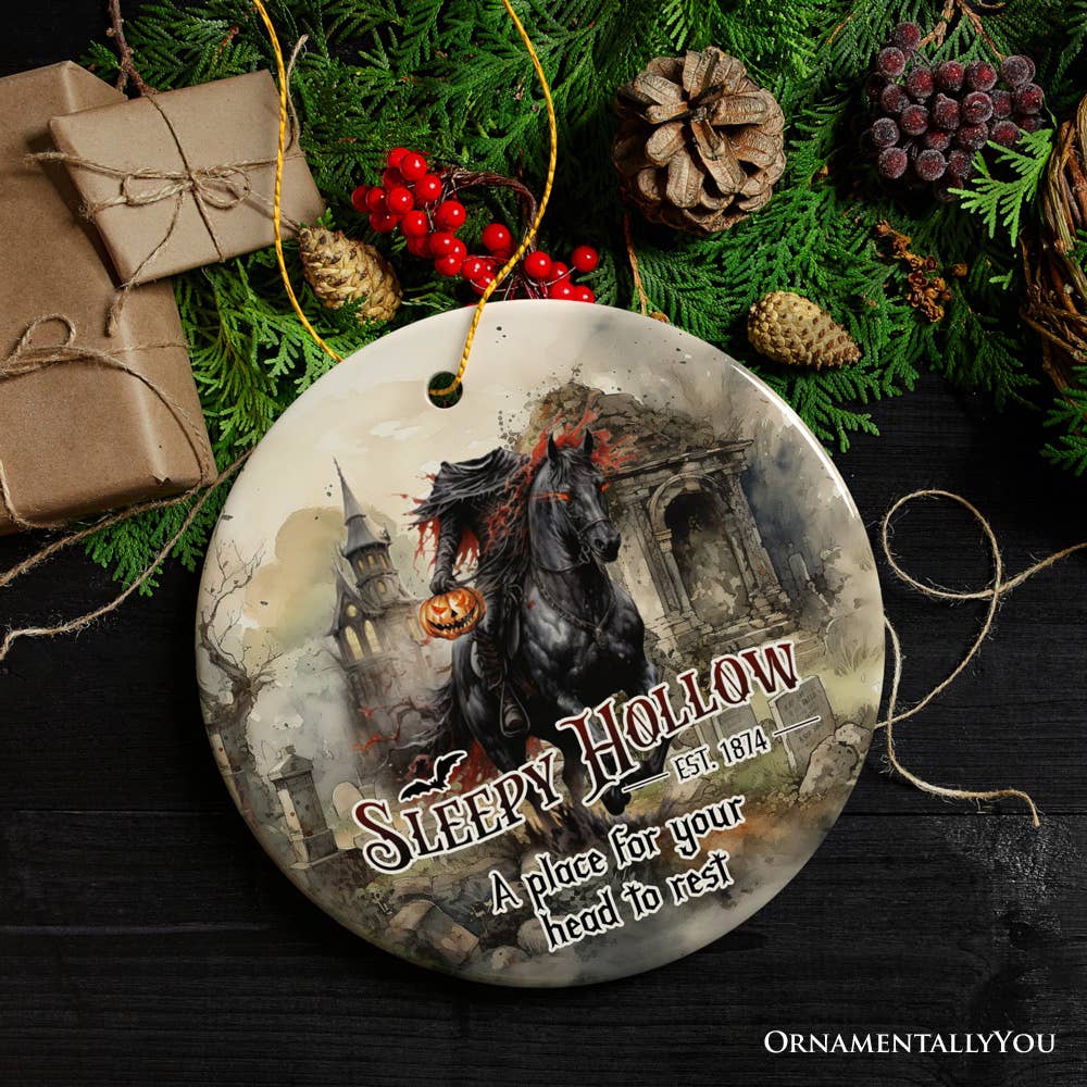 Vintage Sleepy Hollow Headless Horseman Dark and Spooky Ornament