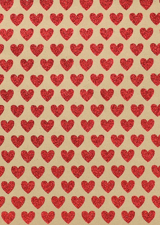 Red Glitter Hearts Roll Wrapping Paper