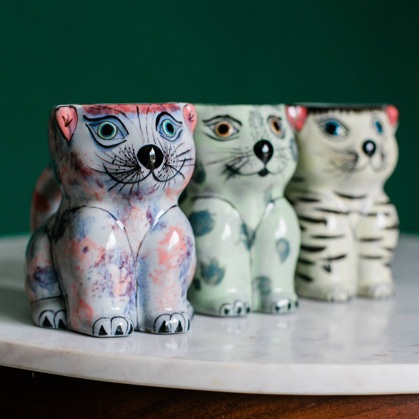 Hand-Painted Guatemalan Ceramic Cat Coffee Mug