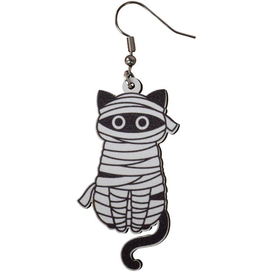 Mummy Cats Wooden Earrings