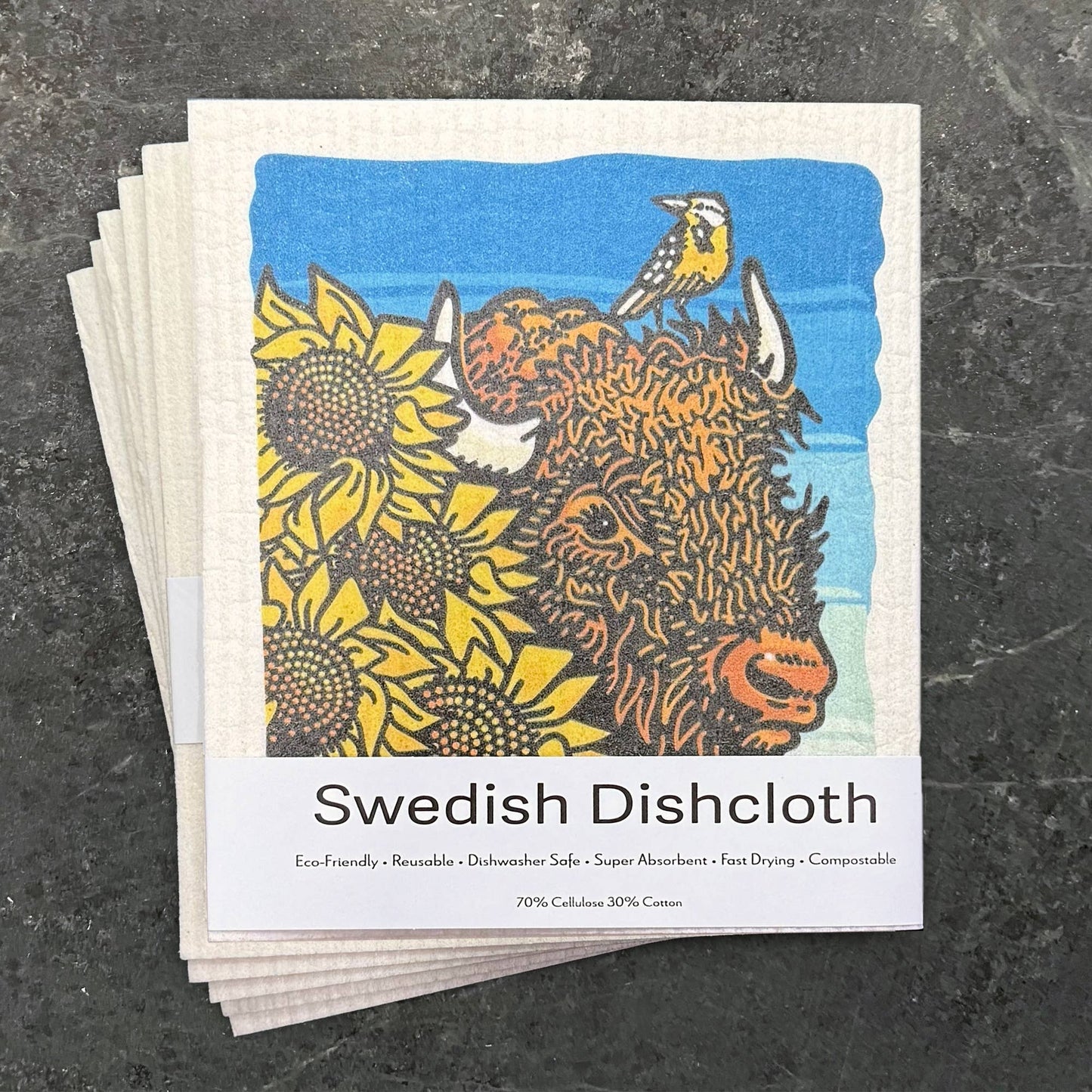 Highland Cow Swedish Dishcloth