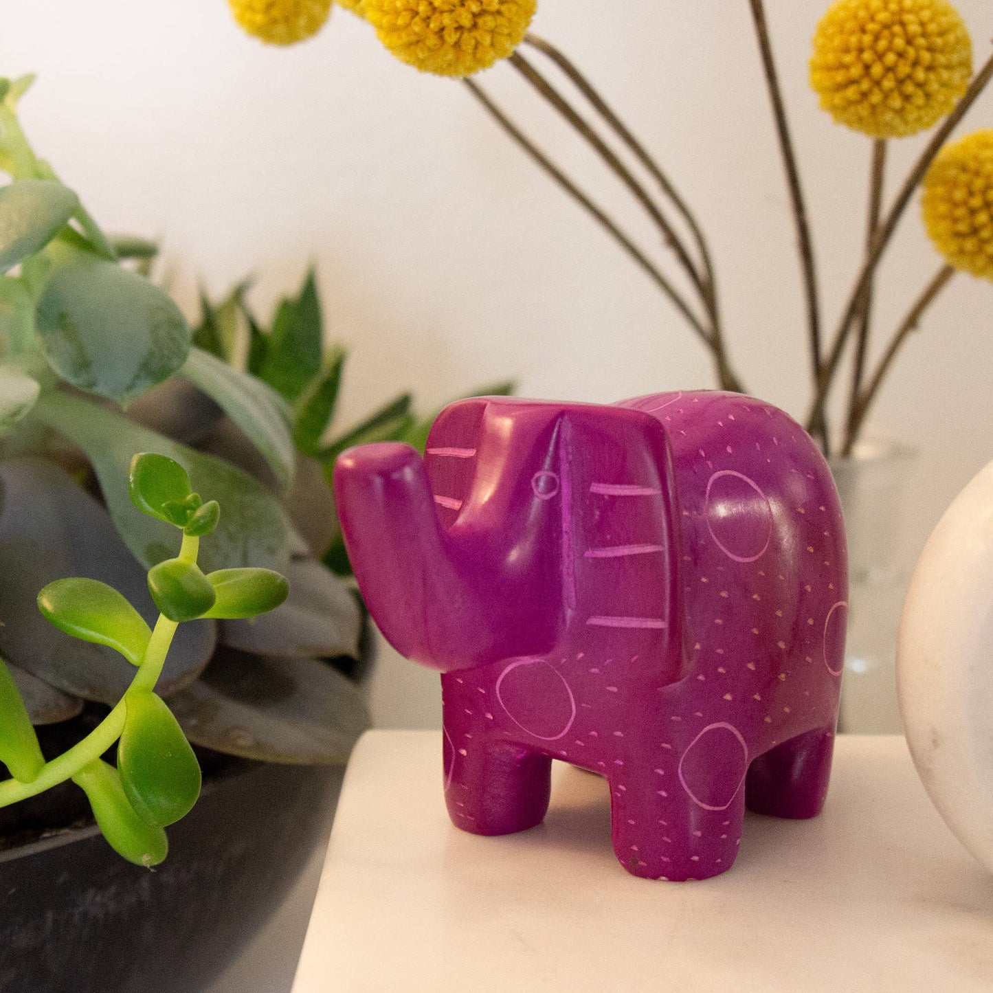 Fuchsia Soapstone Elephant