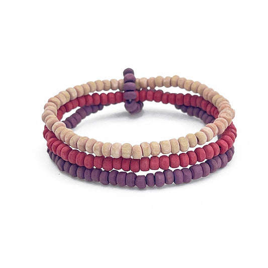 Prismatic Hues Stretch Bracelet - Red, Purple, Peach