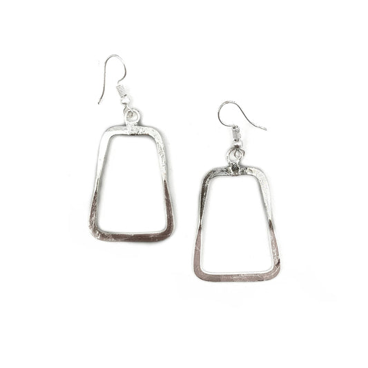 Trapezoid Silver Plated Earrings