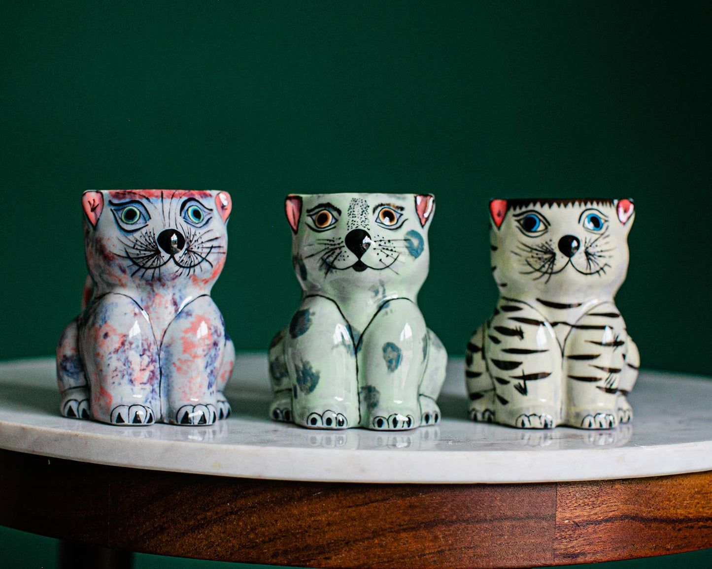 Hand-Painted Guatemalan Ceramic Cat Coffee Mug