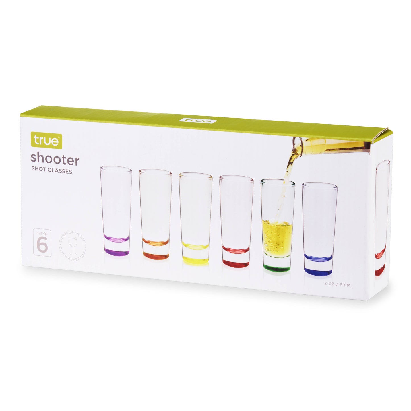 Shooter Multi-Colored Glass Shot Glasses 2 oz - Set of 6