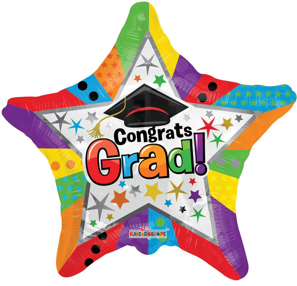 18" Congrats GRAD Star Foil Balloon - Multi Colorful