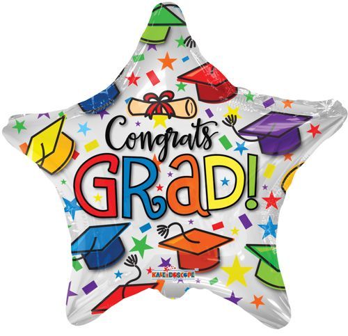 18" Multicolor Caps Star Foil Balloon