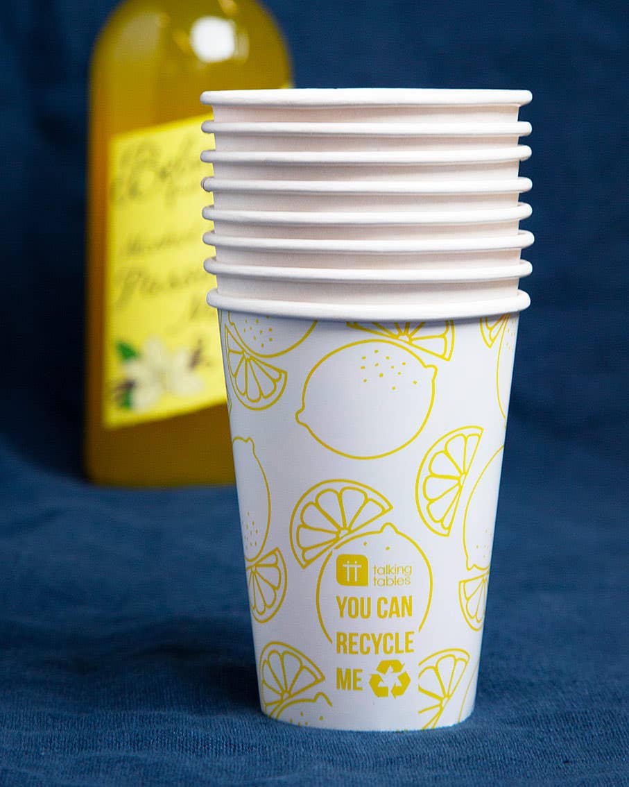 Recyclable Lemon Paper Cups - 8 Pack