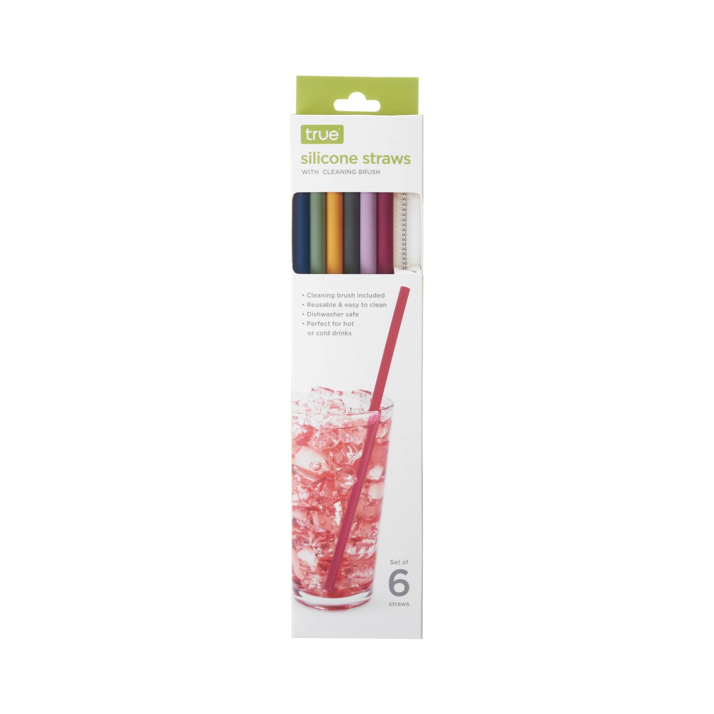 Silicone Straws 6pk w/ Cleaning Brush