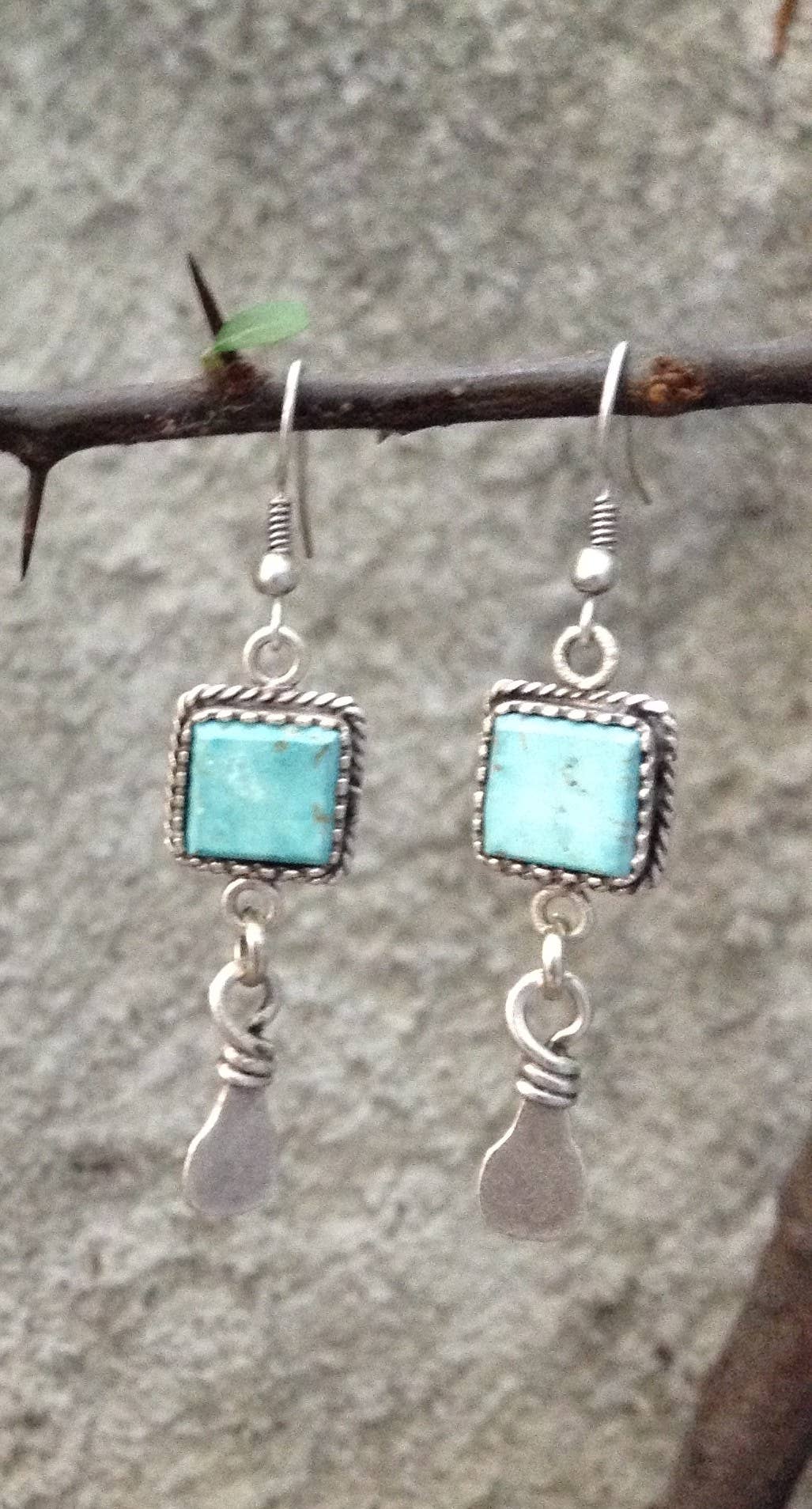 Mystic Square Hand-Cut Stone Earrings