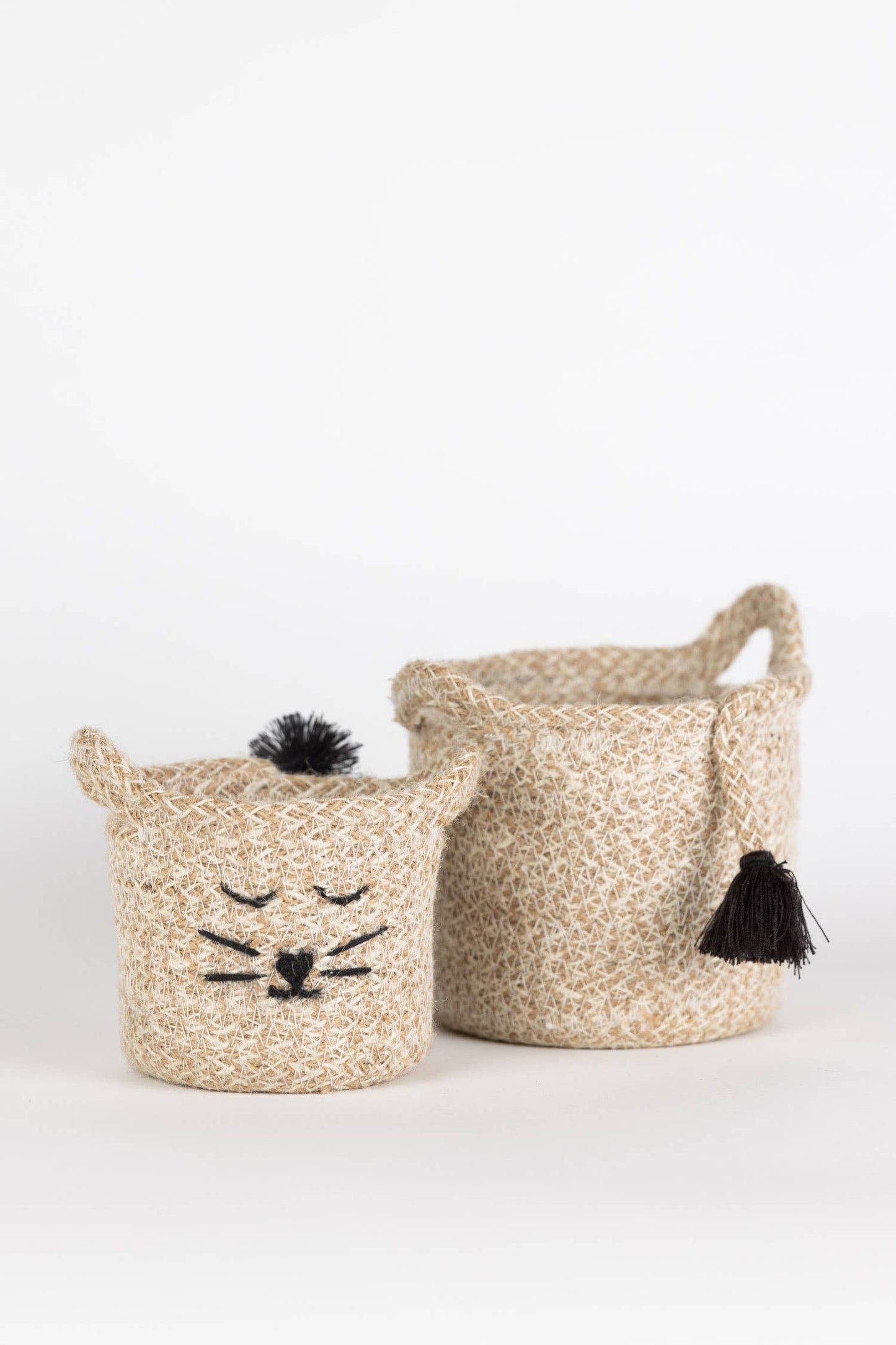 Cat Face Jute Basket - Mini