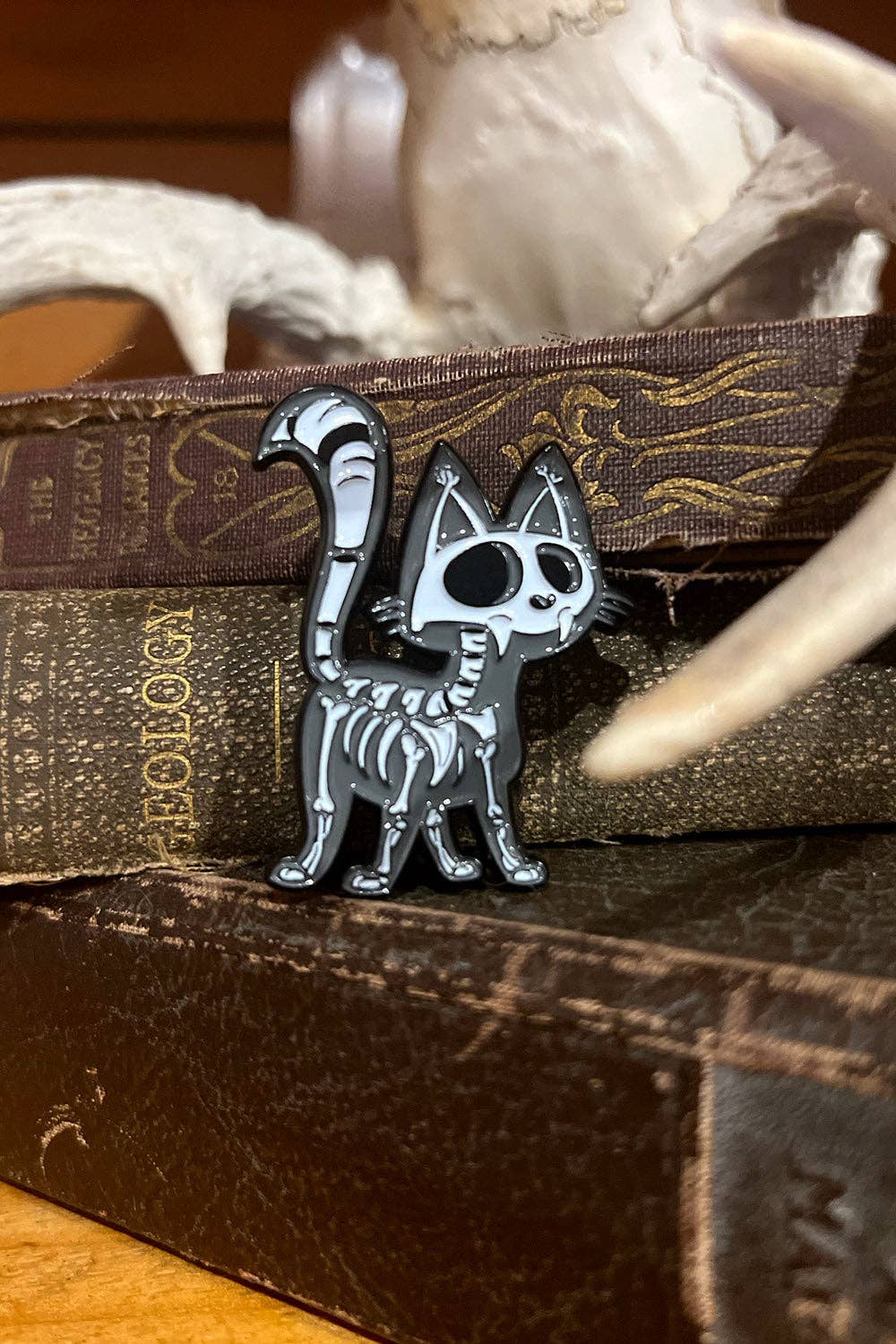 Skelekitty Enamel Pin