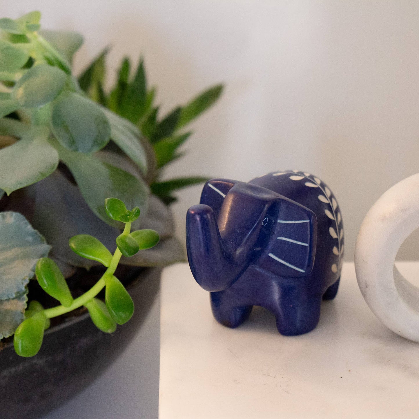 Dark Blue Soapstone Elephant