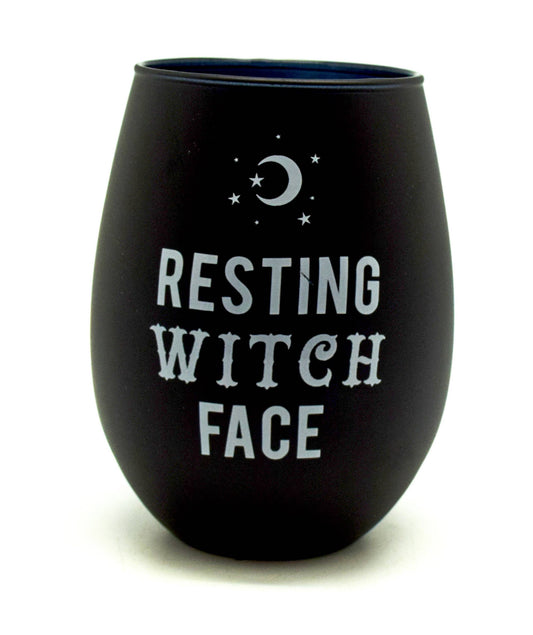 Resting Witch Face Stemless Wine Glass
