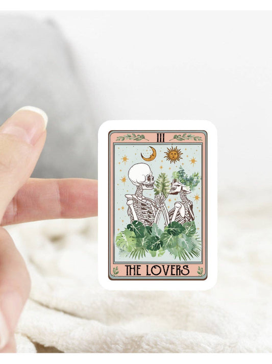 Tarot Card The Lovers Plant Sticker: White Background