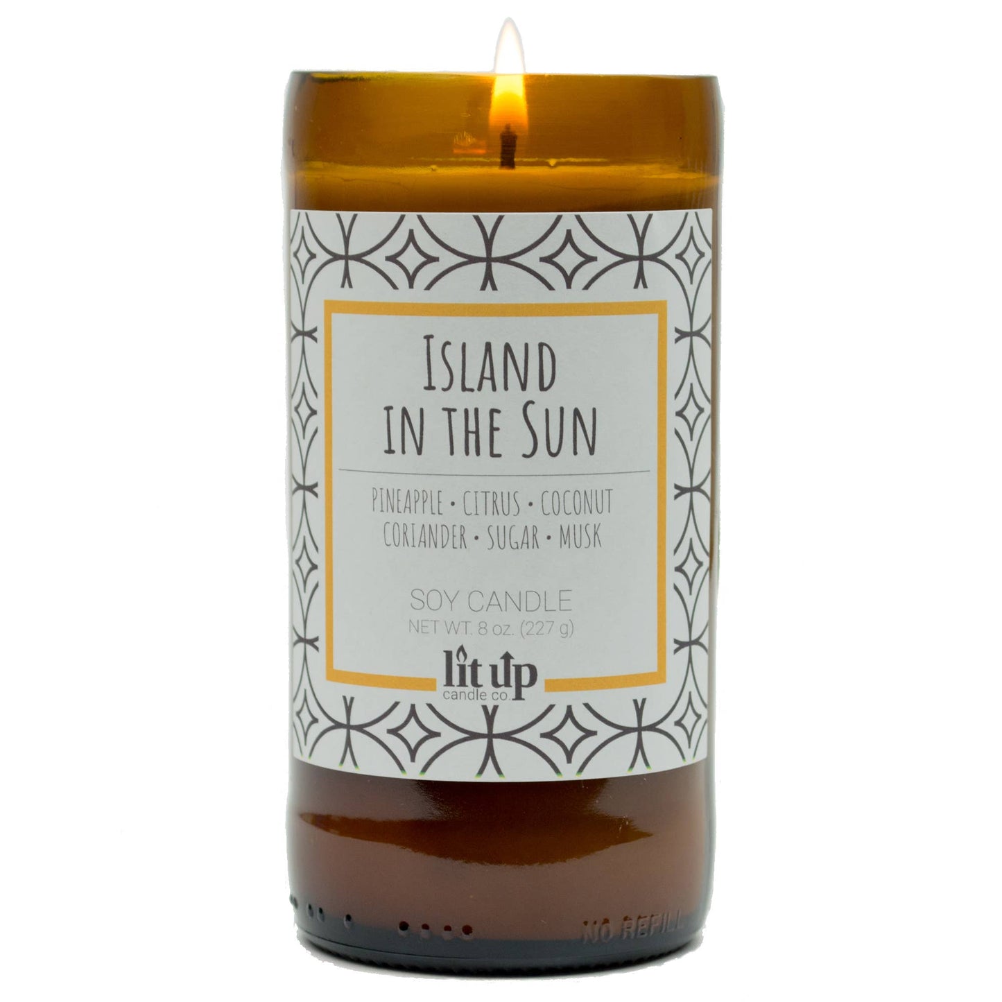 Island in the Sun scented 8 oz. soy candles in beer bottles