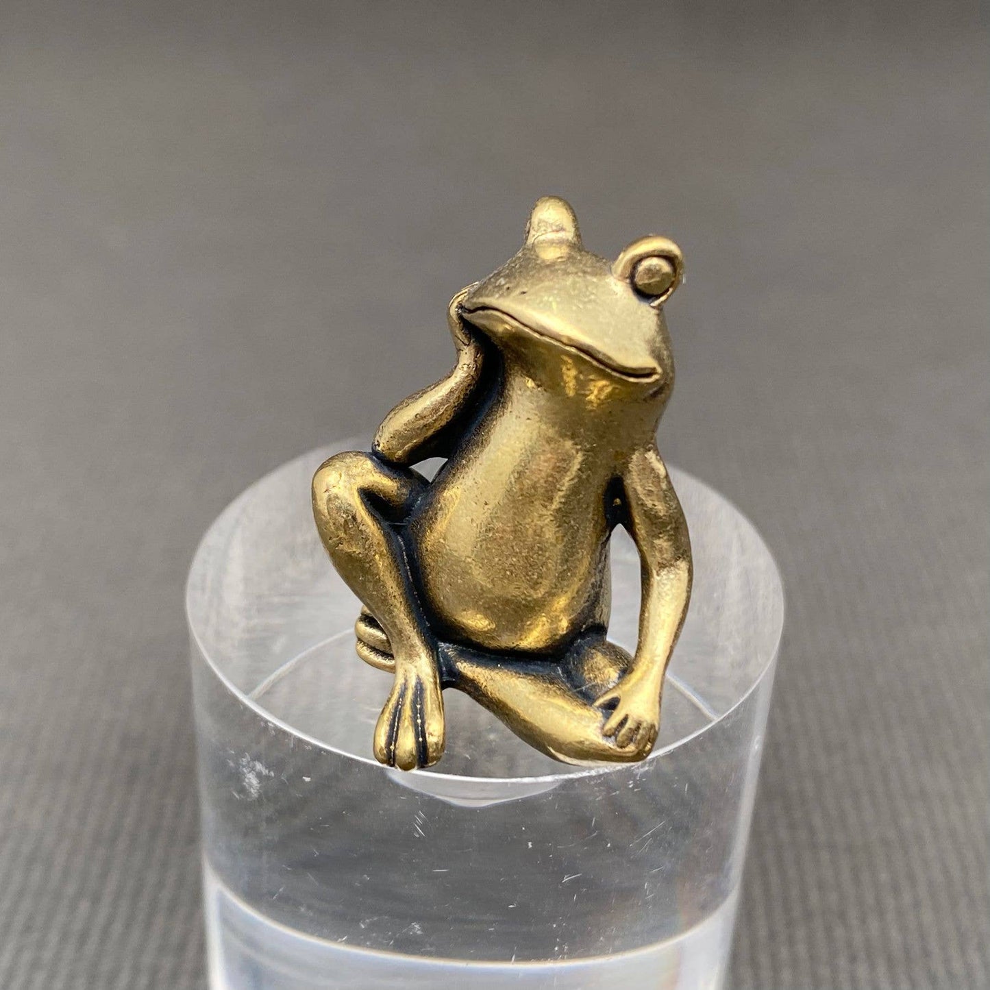 Brass Sitting Frog Figurine