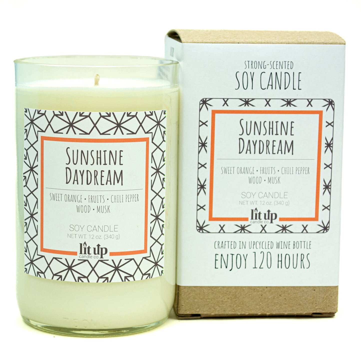 Sunshine Daydream 12 oz. soy candles in wine bottles